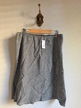NWT GAP Black & White Gingham Linen Blend Skirt